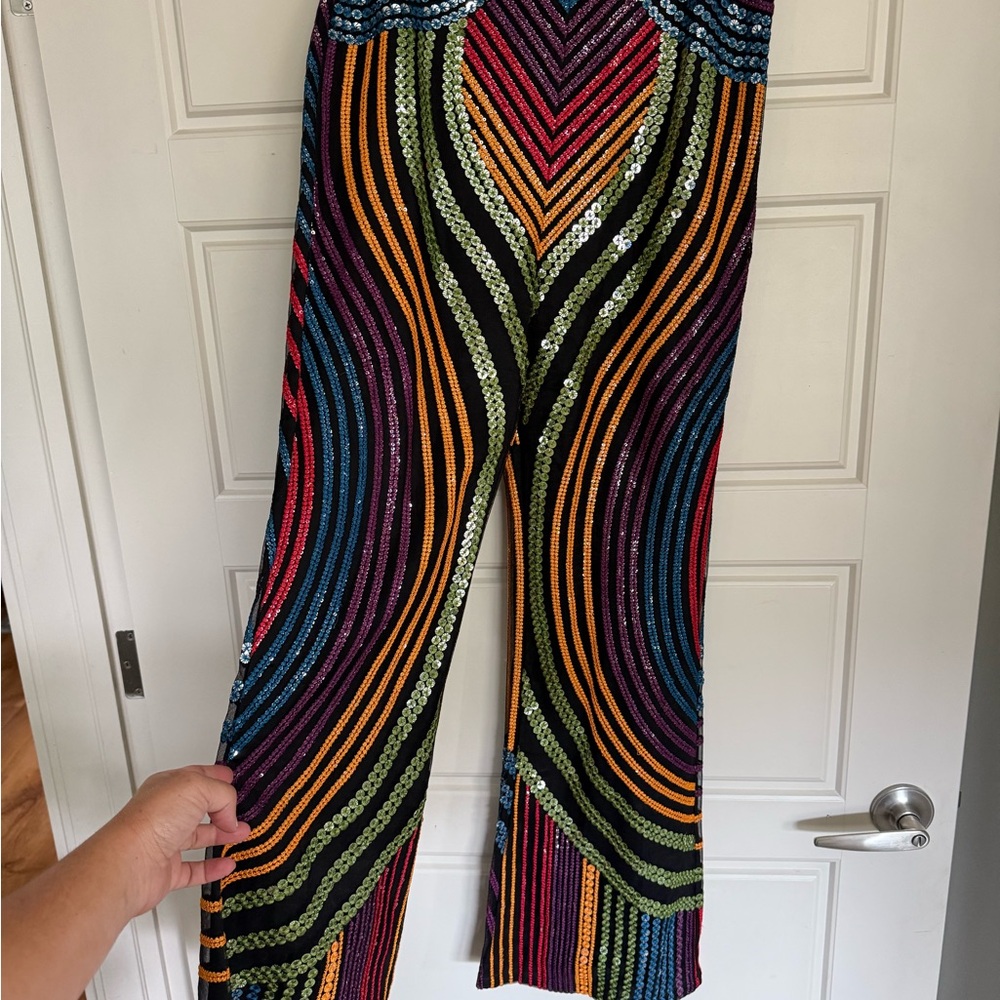 THE HIPPIE SHAKE rainbow sequin pants #ONTOUR74